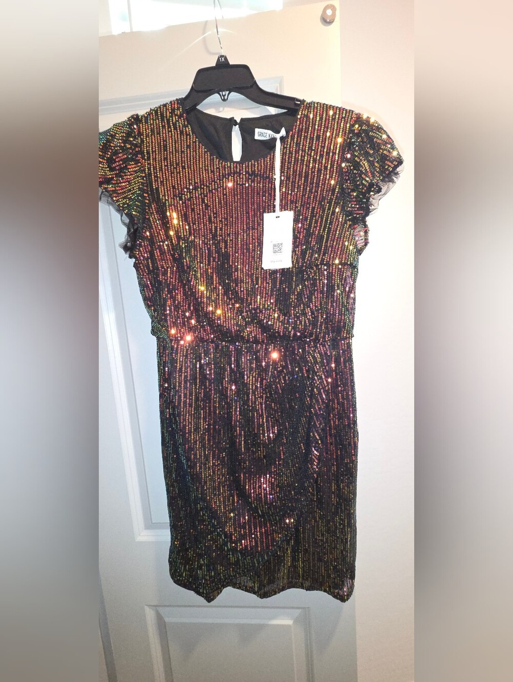 Grace Karin Iridescent Black Sequin Cocktail Dress